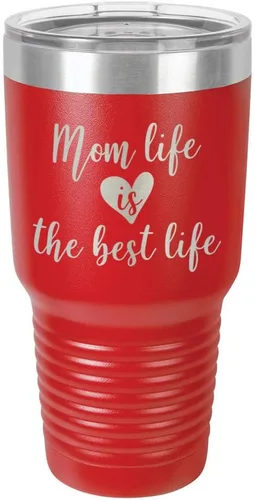 Vista 18 de Vaso grabado con texto en inglés "MOM LIFE IS THE BEST LIFE Engraved 30oz" grabado con láser en polvo de acero con revestimiento de polvo taza