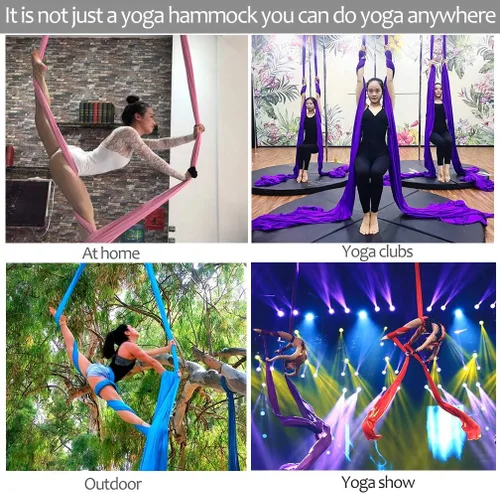 Vista 9 de Set de Equipo Deluxe de Sedas Aéreas - Hamaca Aérea de Yoga de 11 Yardas para Acrobacia, Artes Circenses, Danza (L:10m W:2.8m)