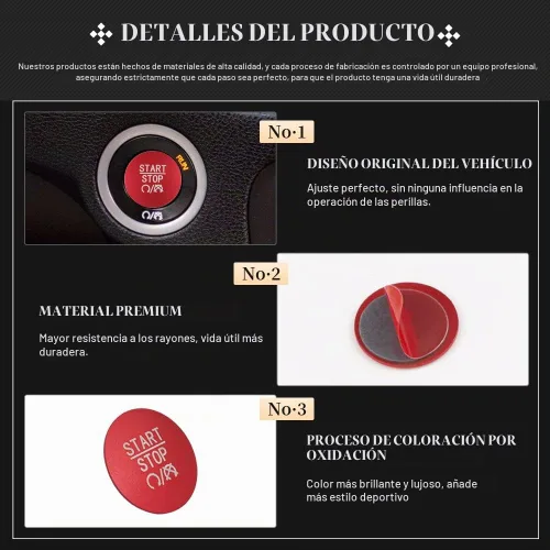 Vista 3 de LECART Pegatina Roja de Cubierta de Botón de Arranque que se Ajusta para Dodge Charger/Challenger/Durango/Ram 1500 Accesorios