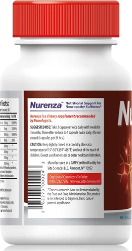 Vista 4 de Vita Sciences Paquete completo de alivio de neuropatía: Suplemento Nurenza 40 veces más fuerte Fórmula R-ALA y crema de neuropatía nerviosa