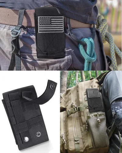 Vista 7 de Funda táctica negra Molle para teléfono celular, resistente al agua, para iPhone 11, 12, 13 Pro Max, para Samsung S22, S21, S20, FE, Note 20, A13