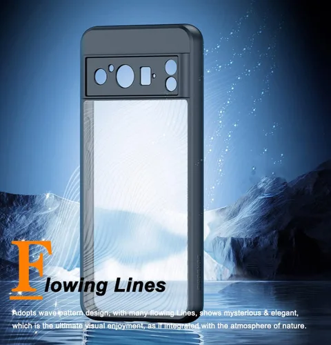 Vista 2 de Miimall Funda compatible con Google Pixel 8 Pro, líneas fluidas, tacto sedoso, placa trasera esmerilada, delgada, translúcida, funda protectora