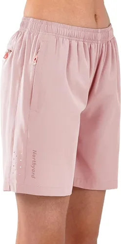 Vista 38 de NORTHYARD Pantalones cortos deportivos de senderismo para mujer, de secado rápido, ligeros, para gimnasio, entrenamiento, con 3 bolsillos