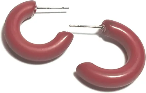 Vista 5 de Pendientes de aro Lucite Marrón Caramelo Pequeños aros de Secretaria Lucite Vintage - SEC-BR-1