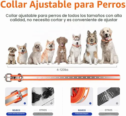 Vista 6 de ROJECO Collar de entrenamiento para perros con control remoto de 3300 pies Naranja