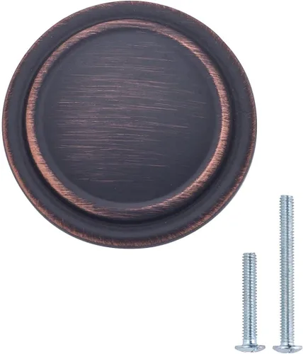 Vista 7 de Amazon Basics Pomo de gabinete con anillo superior recto, 1.25 pulgadas de diámetro, Bronce Frotado con Aceite, Paquete de 10