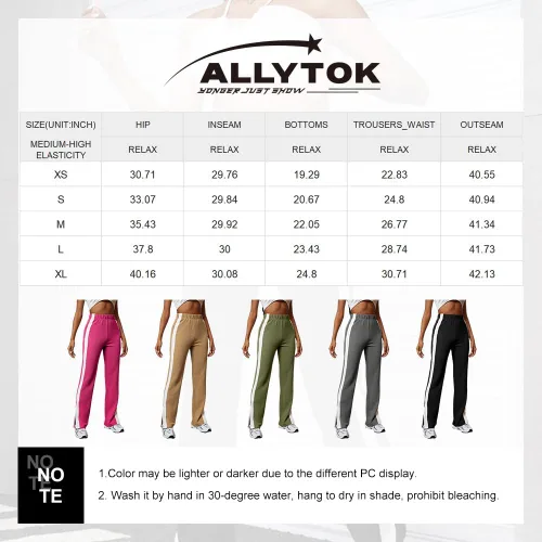 Vista 6 de Allytok Pantalones deportivos de pierna ancha para mujer, cintura alta, ajustados Y2K, pantalones deportivos ajustados sin bolsillos