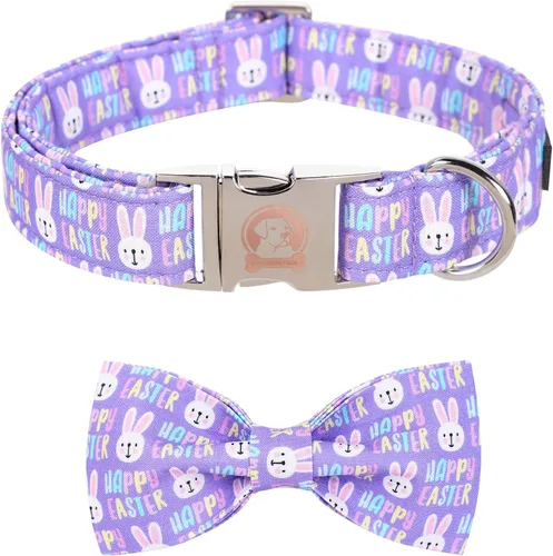 Vista 5 de MR. CHUBBYFACE - Collar de perro de San Valentín con corbatín, lindo collar de perro con corazón azul con hebilla de metal, collar de algodón