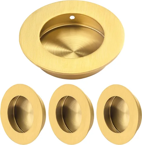 Vista 16 de HOMOTEK Paquete de 2 Manijas Redondas Deslizantes para Puerta de Armario Diámetro 2-1/2 pulgadas (65mm) Tiradores Empotrados Negros de Bolsillo