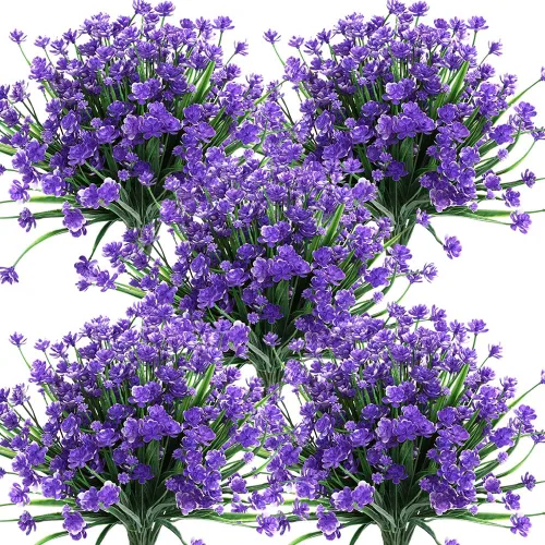 Vista 12 de Flores artificiales, 8 paquetes de plantas artificiales para exteriores, resistentes a los rayos UV, plantas artificiales, arbustos para interiores