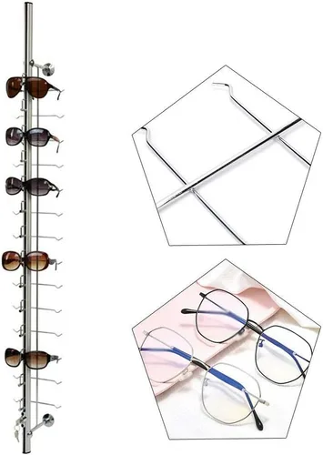 Vista 11 de 10 soportes de exhibición de lentes de sol de aluminio con cerradura para lentes de sol y gafas, organizador de almacenamiento (12 marcos)
