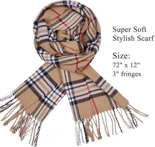 Vista 4 de Bufanda de invierno clásica con sensación de cachemira, colección súper suave