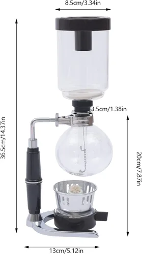 Vista 3 de Kaibrite Cafetera sifón sifón de mesa de vidrio sifón olla de vidrio sifón cafetera de sifón de sifón cafetera al vacío (3 tazas (12.2 fl oz))