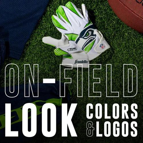 Vista 4 de Franklin Sports - Guantes de receptor de fútbol americano juvenil de la NFL, par de guantes de fútbol para niños con logotipos de equipos de la NFL