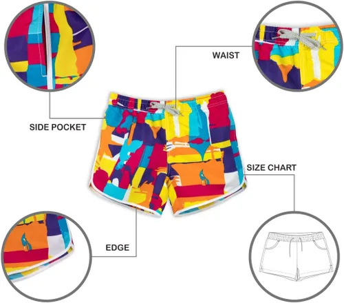 Vista 5 de Pantalones cortos de playa para mujer con tela para natación de secado rápido.