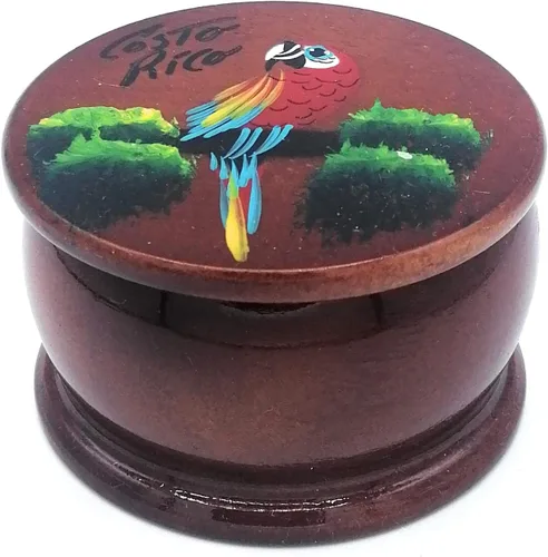 Vista 10 de Joyero de madera - Decoración pintada a mano - Juego de 1 joyero auténtico de la selva tropical costarricense - Artesanal - Estuche