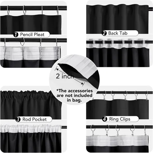 Vista 4 de Deconovo Cortinas 100% opacas para dormitorio, cortina con aislamiento térmico, panel de sala de estar insonorizado, certificado Oeko-TEX, cortinas