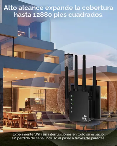 Vista 4 de Amplificador de señal WiFi para el hogar, extensor WiFi, largo alcance de hasta 12880 pies cuadrados y 105 dispositivos, extensor de Internet