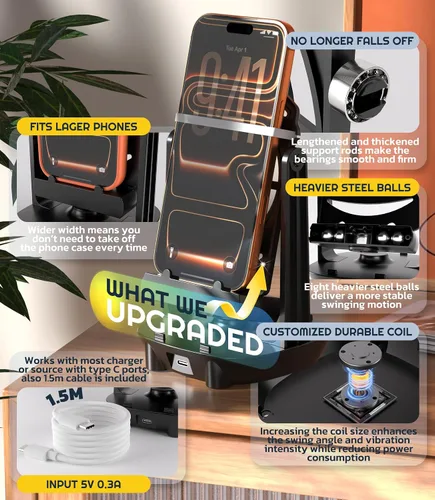 Vista 3 de Orzero Contador de pasos compatible con Pokemon Go Walker, accesorios de columpio de teléfono, podómetro (cable USB) (fácil instalación)
