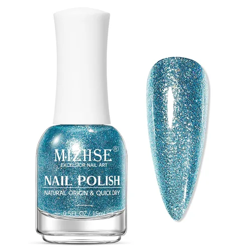 Vista 22 de MIZHSE Translucent Shimmering Nail Polish, Quick Dry Clear Glitter White brillo claro