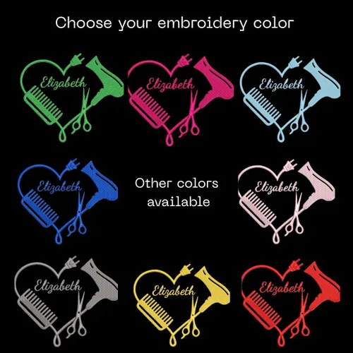 Vista 4 de Delantal bordado personalizado para estilista de pelo negro - Salón de belleza - Peluquero - Cosmetología - Hombres y mujeres