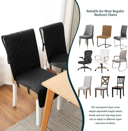 Vista 6 de Yonus Funda impermeable para silla de comedor, funda para silla de oficina, funda resistente al agua para silla de comedor, funda para silla