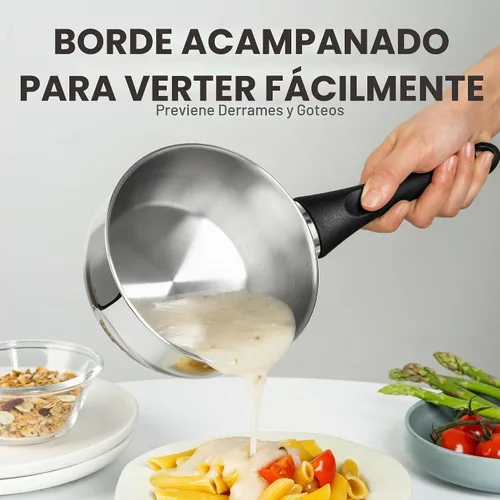 Vista 6 de MICHELANGELO Juego de cacerolas de acero inoxidable, 6 piezas, 1QT 2QT 3QT