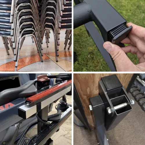 Vista 5 de Prescott Plastics Tapones de agujero de plástico acanalado de perímetro exterior de 1/2 pulgada (0.500 in), tapas cuadradas de tubo de metal negro
