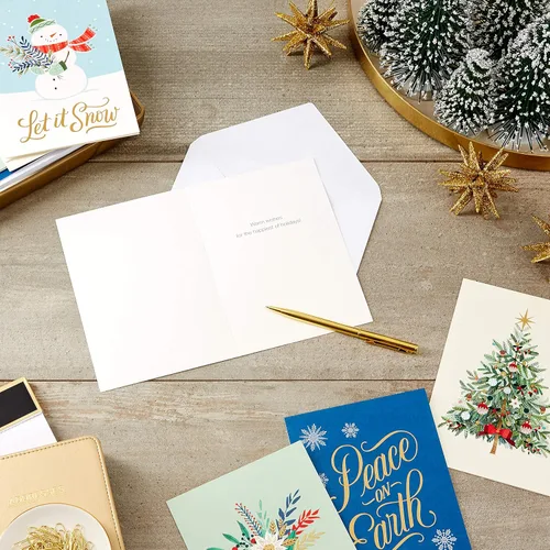 Vista 2 de Hallmark - Surtido de tarjetas de Navidad en caja, Que nieve (4 diseños, 12 tarjetas y sobres)