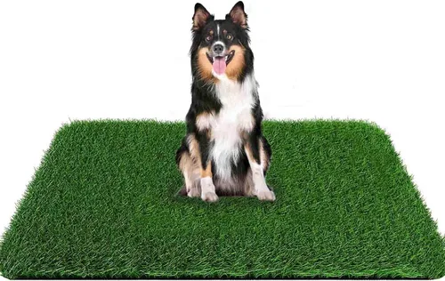 Vista 8 de Almohadilla de hierba para perros 33 x 33 pulgadas, hierba suave y realista de fuerte absorbencia para el entrenamiento de mascotas, fácil
