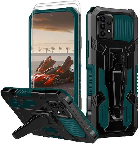 Vista 10 de Funda compatible con Samsung A52, protección resistente de grado militar, para Samsung A52, anticaídas de 15 pies, con función atril y 2 protectores