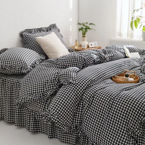 Vista 23 de mixinni Juego de funda de edredón vintage a rayas, tamaño twin, juego de ropa de cama de 3 piezas, 100% algodón lavado, suave y transpirable, funda