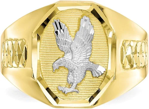 Vista 5 de Anillo de oro amarillo sólido de 10 quilates de dos tonos, para hombre