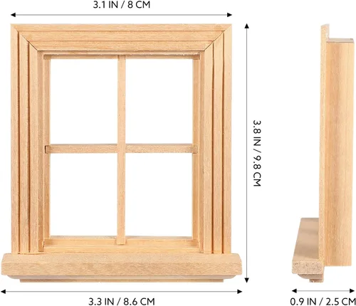 Vista 5 de Toyvian Mini casa de muñecas ventana de madera: 1: 12 marco de ventana pequeña modelo casa de muñecas muebles accesorios de muñeca