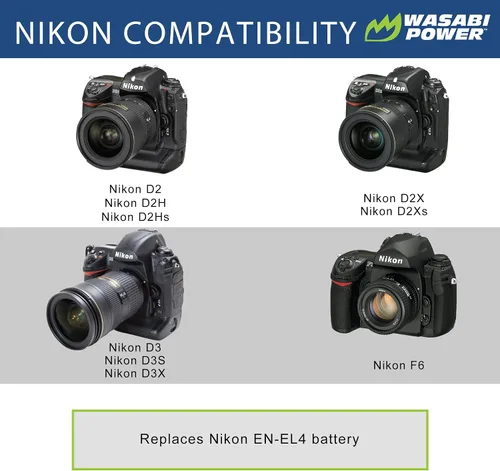 Vista 2 de Wasabi Power Batería para Nikon EN-EL4, EN-EL4a y Nikon D2, D2H, D2Hs, D2X, D2Xs, D3, D3S, D3X, F6