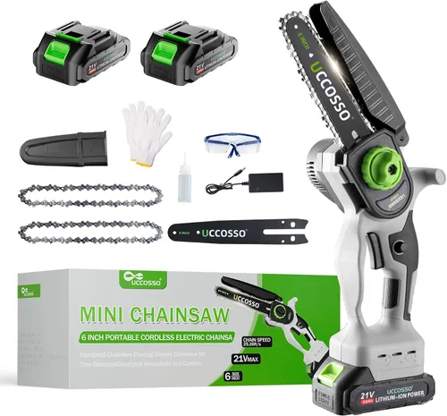 Vista 8 de Sierras de poste eléctricas 3 en 1 para poda de árboles, mini motosierra inalámbrica de 6 y 8 pulgadas con poste de extensión, motor sin escobillas