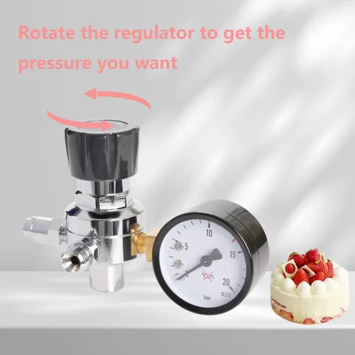 Vista 4 de Regulador de presión N2O de calibre único para cargador y dispensador de crema (regulador N2O de latón)