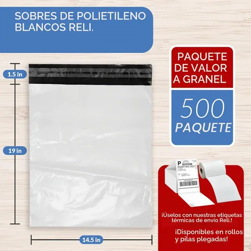 Vista 2 de Reli. Sobres de polietileno 14.5x19 500 piezas a granel Bolsas de envío/sobre de envío