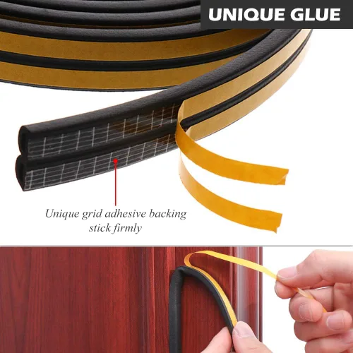 Vista 3 de CloudBuyer Burlete para Puertas, Tira de Sellado de Aislamiento Insonorizado para Ventanas con Protección Autoadhesiva (Negro, 33 Pies)