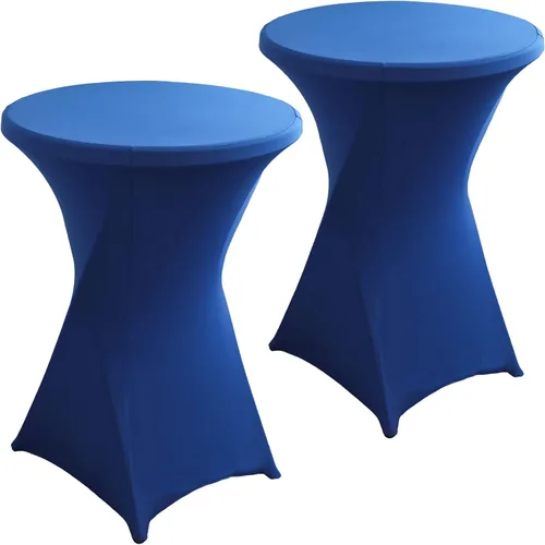 Vista 14 de Paquete de 2 Fundas para Mesa de Cóctel de Spandex Champán de 32x43 Pulgadas, Mantel de Cóctel Redondo Elástico, Funda de Mesa Highboy Ajustada