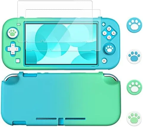 Vista 8 de MoKo Funda protectora compatible con Nintendo Switch Lite, funda protectora de PC con 4 tapas de agarre para el pulgar y 2 protectores de pantalla