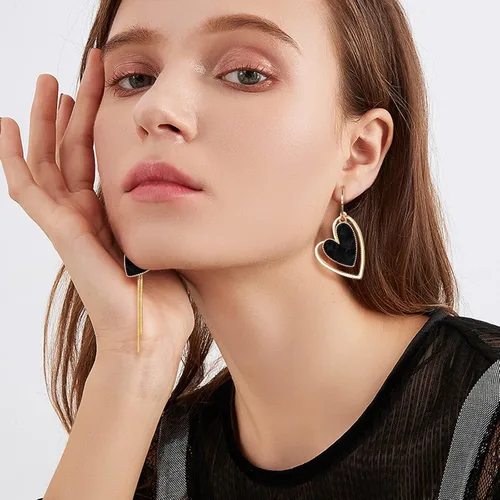 Vista 3 de Asymmetrical Heart Earrings Heart Drop Earrings Heart Dangle Earrings For Women Birthday