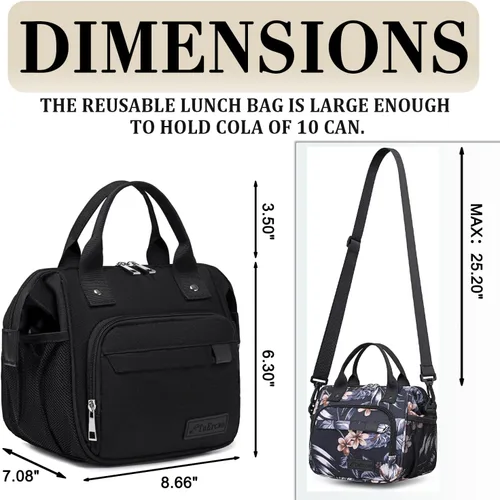 Vista 2 de TuErCao - Bolsa de almuerzo pequeña, ligera y aislada para mujer; para trabajo, portátil, suave enfriador para pícnic, viajes, viajes por carretera