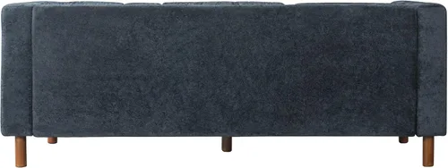 Vista 6 de French Country - Sofá de felpilla de 78 pulgadas con patas de madera de 78" 3 plazas azul