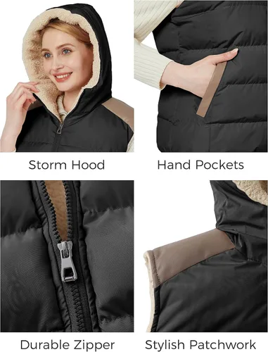 Vista 5 de ZSHOW Ropa para mujer - Chaqueta casual de forro polar con capucha para mujer