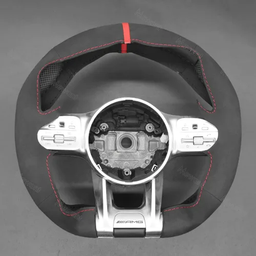 Vista 2 de MEWANT Funda para volante de automóvil para Mercedes-Benz AMG CLA CLS GLC GLE GLB S E W177 C190 R190 W205 C118 C257 W213 H247 X253 W167 X167 W222