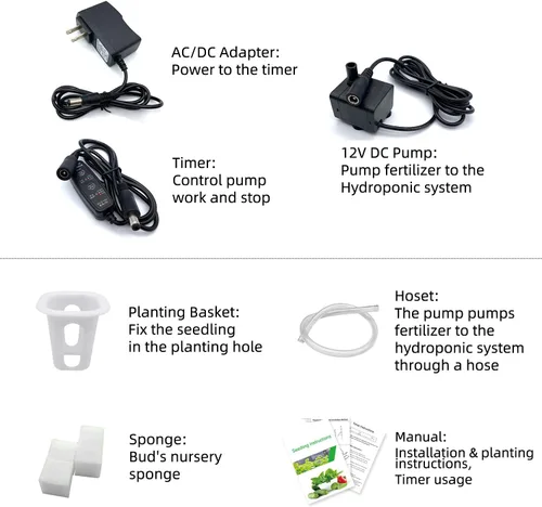 Vista 8 de Sistema de cultivo hidropónico NFT de 36 agujeros con ciclo especial de sincronización de fertilizantes, kit de plantas de jardín de tubería de PVC