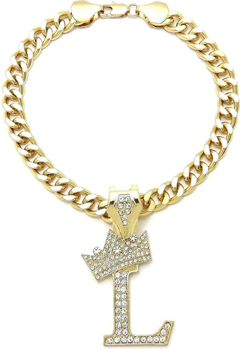 Vista 33 de Collar de cadena con letra inicial cubana para perro, collar de cadena para mascotas, gato, collar para cachorro (S, 25 cm)