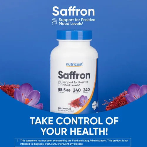 Vista 5 de Nutricost - Extracto de Azafrán 88.5 mg, 240 Cápsulas - Cápsulas vegetarianas, sin OMG, sin gluten