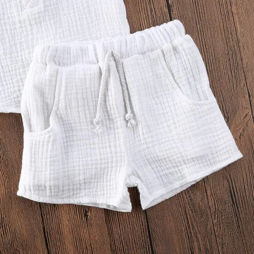 Vista 46 de fhutpw Conjunto de 2 piezas de ropa de verano para bebés, camiseta de manga corta, cintura elástica, pantalones cortos para niños pequeños